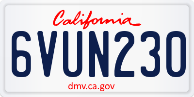 CA license plate 6VUN230