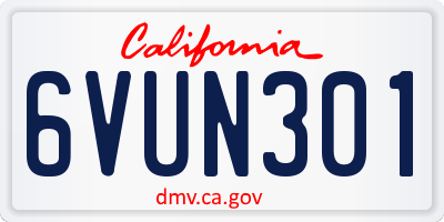 CA license plate 6VUN301