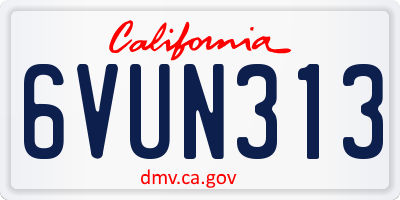 CA license plate 6VUN313