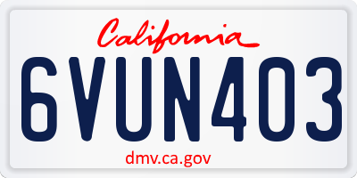 CA license plate 6VUN403