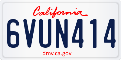 CA license plate 6VUN414