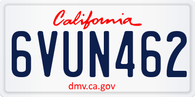 CA license plate 6VUN462