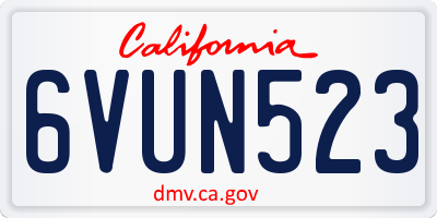 CA license plate 6VUN523