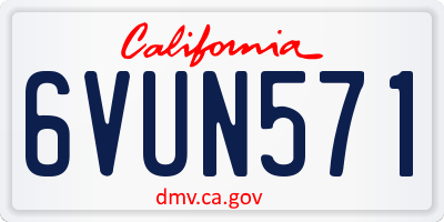 CA license plate 6VUN571
