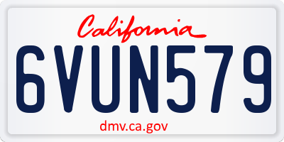 CA license plate 6VUN579