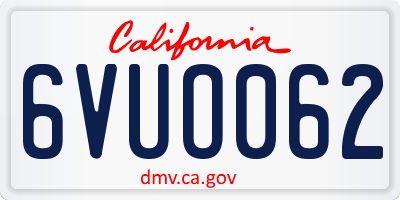 CA license plate 6VUO062