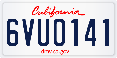 CA license plate 6VUO141