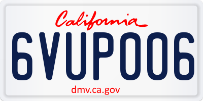 CA license plate 6VUP006