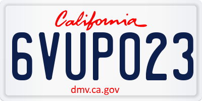 CA license plate 6VUP023
