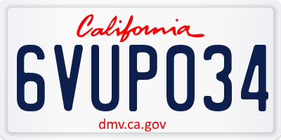 CA license plate 6VUP034