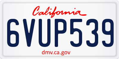 CA license plate 6VUP539