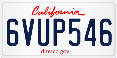 CA license plate 6VUP546
