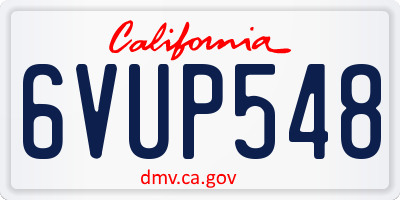 CA license plate 6VUP548