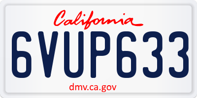 CA license plate 6VUP633
