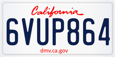CA license plate 6VUP864