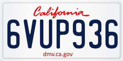 CA license plate 6VUP936