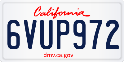 CA license plate 6VUP972