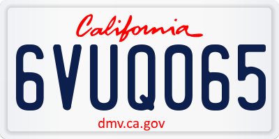 CA license plate 6VUQ065
