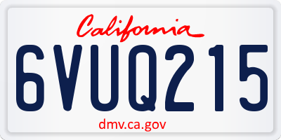 CA license plate 6VUQ215