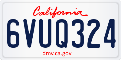 CA license plate 6VUQ324