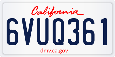 CA license plate 6VUQ361