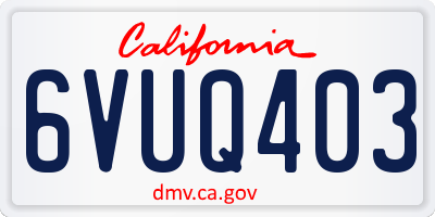 CA license plate 6VUQ403