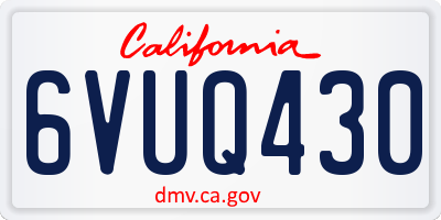 CA license plate 6VUQ430