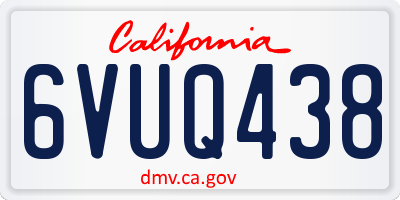 CA license plate 6VUQ438