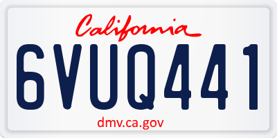 CA license plate 6VUQ441