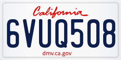 CA license plate 6VUQ508