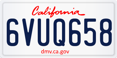 CA license plate 6VUQ658