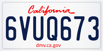 CA license plate 6VUQ673