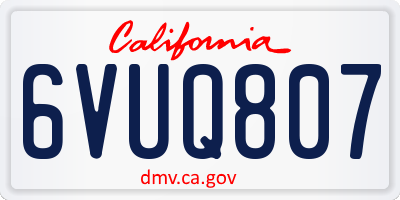 CA license plate 6VUQ807
