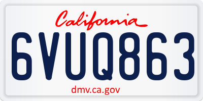 CA license plate 6VUQ863