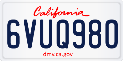 CA license plate 6VUQ980