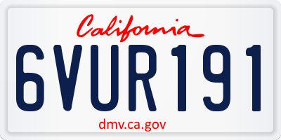 CA license plate 6VUR191