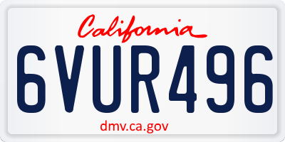 CA license plate 6VUR496
