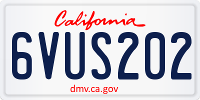 CA license plate 6VUS202