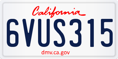 CA license plate 6VUS315