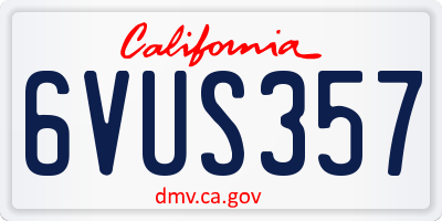 CA license plate 6VUS357