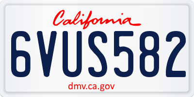 CA license plate 6VUS582
