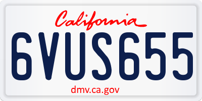 CA license plate 6VUS655