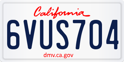 CA license plate 6VUS704