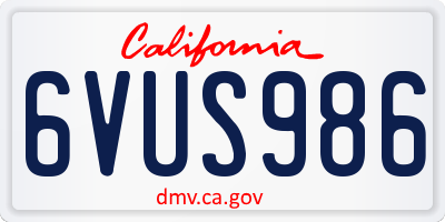 CA license plate 6VUS986