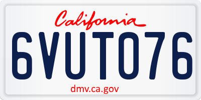 CA license plate 6VUT076