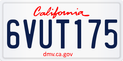 CA license plate 6VUT175