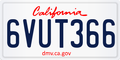 CA license plate 6VUT366