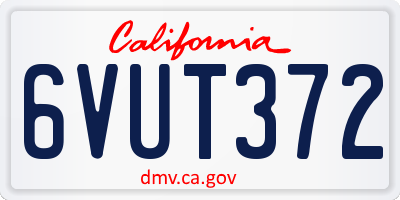 CA license plate 6VUT372