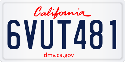 CA license plate 6VUT481