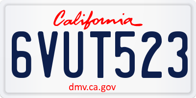CA license plate 6VUT523